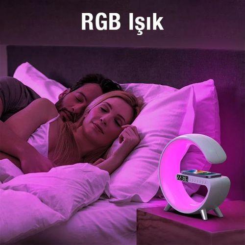 Zhltools 15W Kablosuz Şarj Standlı Bluetooth hoparlör RGB Gece Lambası