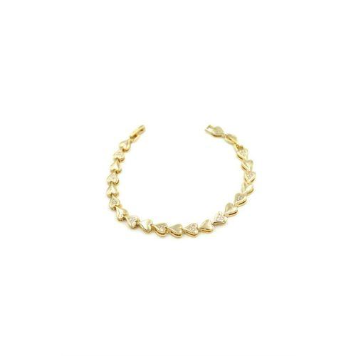 Taşlı Kalp VİP Bileklik - Altın