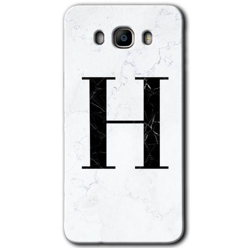 Galaxy J7 2016 Kılıf HD Desen Baskılı Arka Kapak - Beyaz Mermer Desenli H Harfi