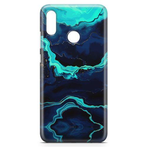 Huawei Y7 2019 Kılıf Yeşil Lacivert Mermer Arka Kapak Koruma Desenli Full Koruyucu