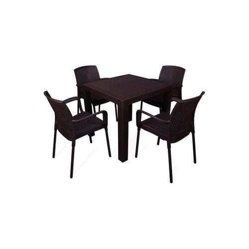 Mandella Elit Rattan 80x80 Defne Koltuk Masa Takımı Kahve