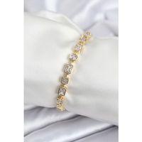 Pirinç VIP Seri Zirkon Taşlı Gold Renk Kadın Bileklik