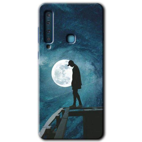 Galaxy A9 2018 Kılıf HD Desen Baskılı Arka Kapak - Dolunay Yalnızlık + Kırılmaz Cam