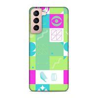 Samsung Galaxy S21 Uyumlu Kılıf Insomnia (30) Silicone Case Pembe Yeşil