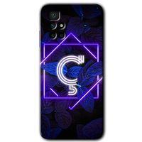 Redmi 10 Kılıf HD Desen Baskılı Arka Kapak - Dark Neon Yaprak Ç Harfi + Kırılmaz Cam