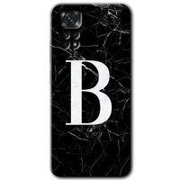 Potkal Hediye Fabrikası Xiaomi Redmi Note 11 5G Global Kılıf HD Desen Baskılı Arka Kapak - Siyah Mermer Desenli B Harfi
