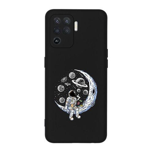 Oppo Reno 5 Lite Keyifli Astronot Desenli Premium Silikonlu Telefon Kılıfı