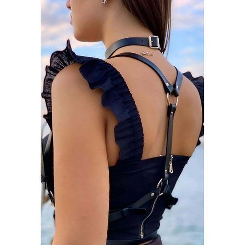Deri Choker Ve Kemer Harness Takım - Brf632
