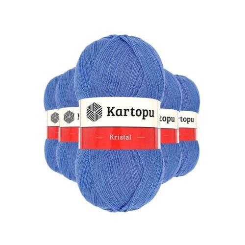5 Adet Kristal Çift Katlı El Örgü Lif İpi Koyu Mavi K535 - kartopu mudanis