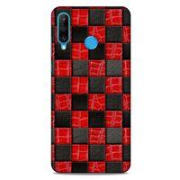 Huawei P30 Lite Kılıf Patchwork (47) Crystal Flex Kılıf Siyah Kırmızı
