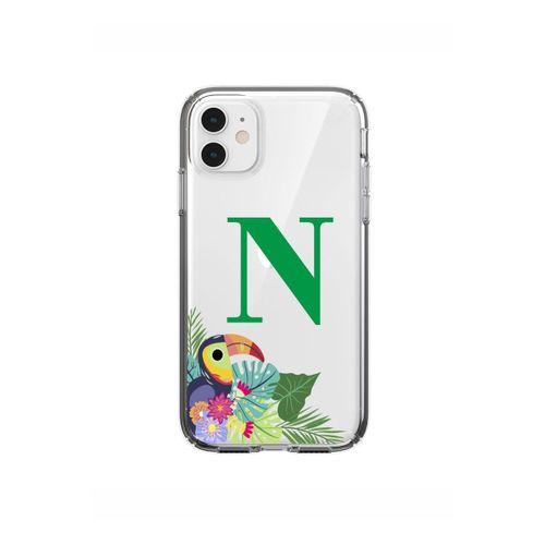 Yeşil Papağan N Harfli iPhone 11 Şeffaf Kılıf