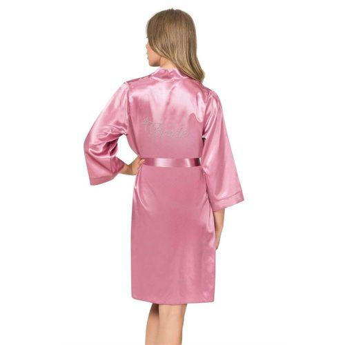 Gül Kurusu Kısa Saten Bride Sabahlık