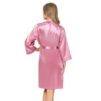 Gül Kurusu Kısa Saten Bride Sabahlık