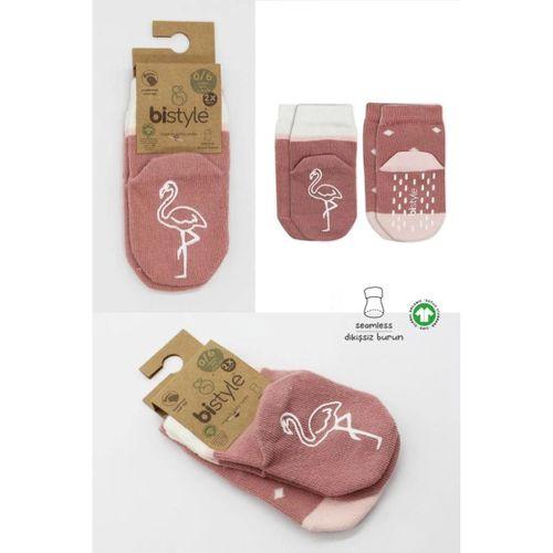 Çocuk Bistyle Hayvan Figür Kaymaz Kız Soket Çorap 2'Li BS10120 Pudra