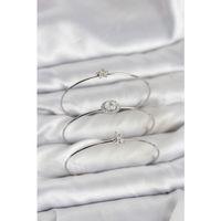 Zirkon Taşlı Gümüş Renk Tek Taş Model 3'lü Kadın Bileklik Kombini