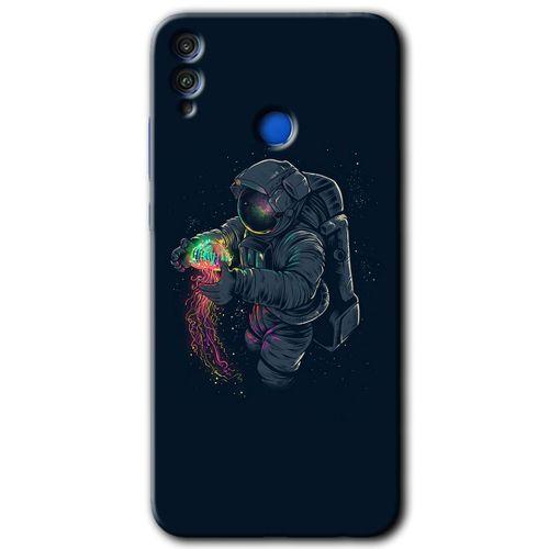MRCİLETİSİM Honor 8c Kılıf HD Desen Baskılı Arka Kapak + Temperli Cam - Astronot Kıyafeti