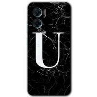 Xiaomi Redmi Note 11E HD Baskılı Kılıf + 9D Tam Ekran Koruyucu - Siyah Mermer Desenli U Harfi