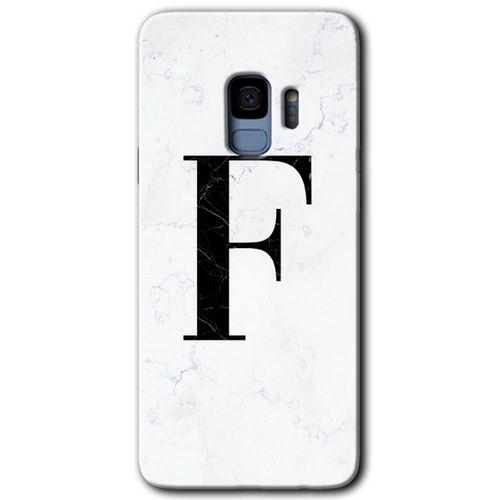 Potkal Hediye Fabrikası Samsung Galaxy S9 Kılıf HD Desen Baskılı Arka Kapak - Beyaz Mermer Desenli F Harfi
