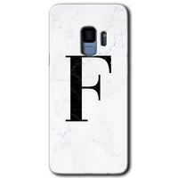 Potkal Hediye Fabrikası Samsung Galaxy S9 Kılıf HD Desen Baskılı Arka Kapak - Beyaz Mermer Desenli F Harfi