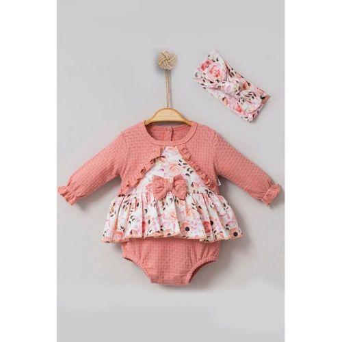 Bahar Çiçekleri Desenli Bandanalı Kız Bebek Romper