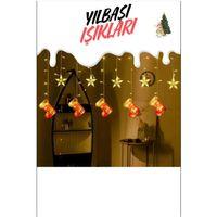 Yılbaşı Duvar Işığı Çorap Figürlü 3 metre Fişli Led Işık