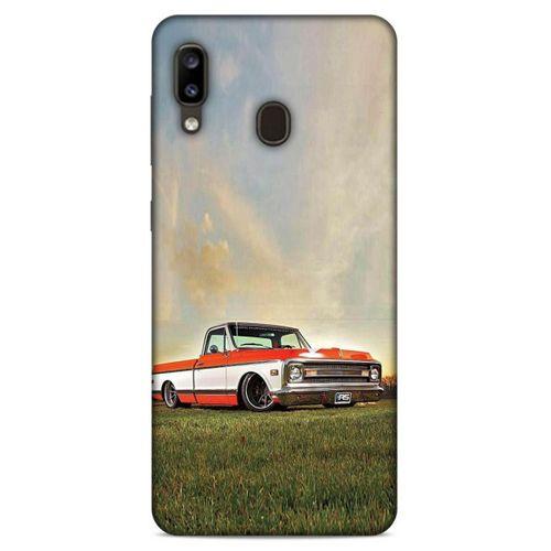Lopard Samsung Galaxy A20 Uyumlu Kılıf PickUpX (29) Arka Koruma Kılıfı Turuncu Beyaz