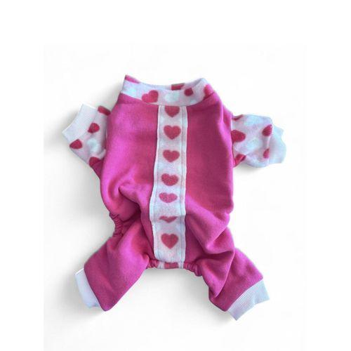 Pinky Hearts Polar Köpek Tulum Pijama