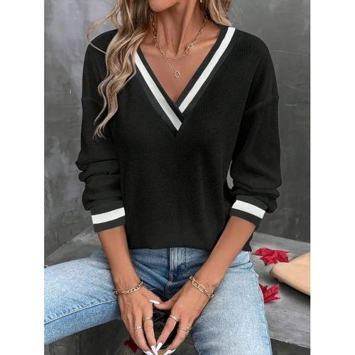 Kadın Uzun Kollu V Yakalı Waffle Bluz