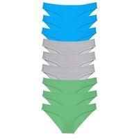 9 Adet Süper Eko Set Likralı Kadın Slip Külot Yeşil Gri Mavi