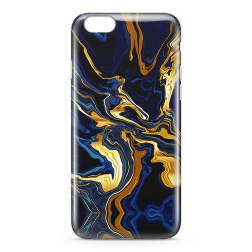 Apple iPhone 6 6s Kılıf Lacivert Kahve Mermer Arka Kapak Koruma Desenli Full Koruyucu