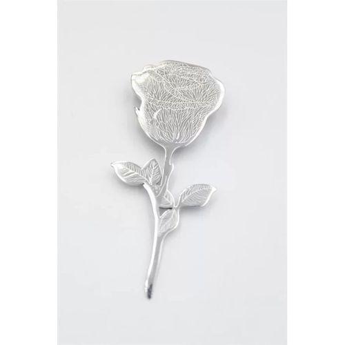 Çelik Gül Broş - Gümüş
