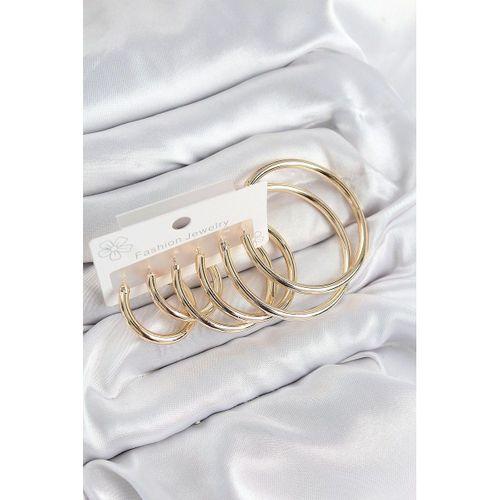 Pirinç Halka Model Gold Renk Kadın Set Küpe