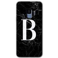 Potkal Hediye Fabrikası Samsung Galaxy S9 Kılıf HD Desen Baskılı Arka Kapak - Siyah Mermer Desenli B Harfi
