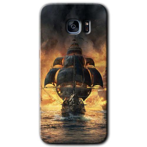 Galaxy S7 Edge Kılıf HD Desen Baskılı Arka Kapak - Siyah İnci