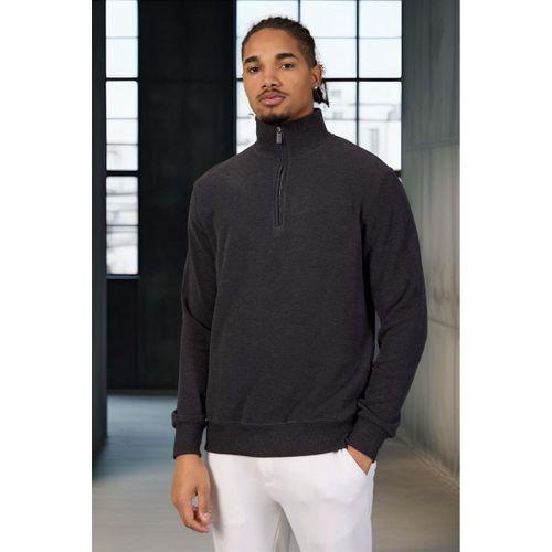 Lars Selanik Örme Kumaş Yarım Fermuar Erkek Sweatshirt - Antrasit