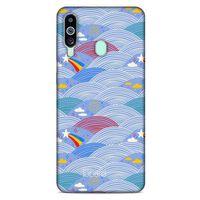 Samsung Galaxy M40 Kılıf Pastel Renkler (2) Kabı Mor Beyaz