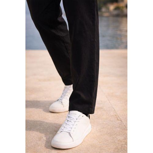 Meridian Kumaş Relaxed Fit %100 Pamuklu Jogger Erkek Yazlık Eşofman Altı Pantolon - Siyah