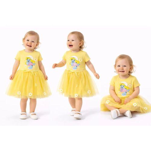 2-3-4 Yaş Şirinler Baskılı Tütü Elbise