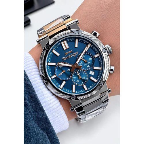 Slazenger Çelik Kordon İç Fonksiyonları Aktif 10 Atm+Bileklik Hediyeli Erkek Kol Saati VS.BLKT.0893