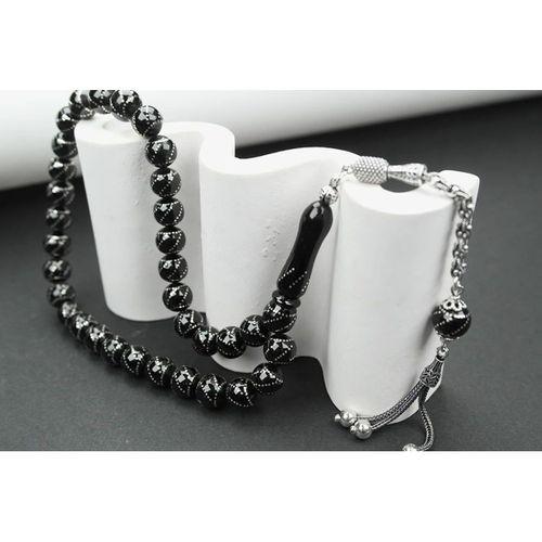 Oltu Taşı Küre Model Çemberli Burgu İşlemeli Tespih