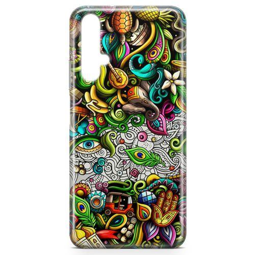 Huawei Nova 5t Kılıf Hindistan Doodle Arka Kapak Koruma Desenli Full Koruyucu
