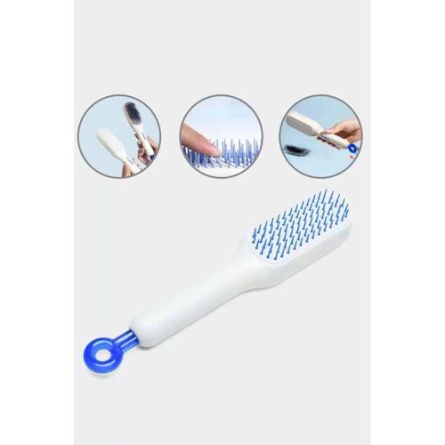 Kendi Kendini Temizleyen Otomatik Tuşlu Saç Tarağı Dolaşık Açıcı Masaj Fırçası Silikon Fırça