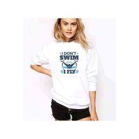 I Dont Swim I Fly Baskılı Beyaz Kadın Sweatshirt