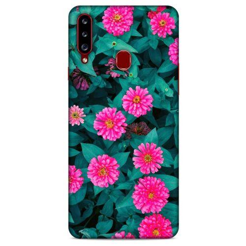 Lopard Samsung Galaxy A20s Uyumlu Kılıf Bahar (39) Liquid Crystal Kılıf Fuşya Çiçekler