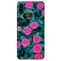 Lopard Samsung Galaxy A20s Uyumlu Kılıf Bahar (39) Liquid Crystal Kılıf Fuşya Çiçekler