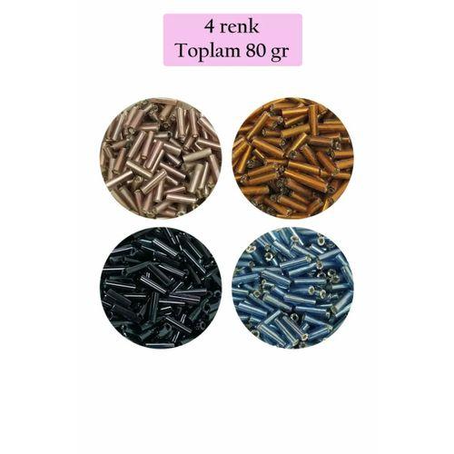 Uzun Boru Kesme Boncuk Çap 2mm Uzunluk 10 mm - 4 Renk - Toplam 80 Gram - BNC426
