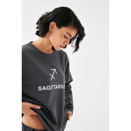 Kadın Füme Yay Burcu Oversize 2 İplik Eşofman Ev Giyim Takımı