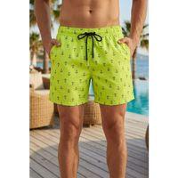 Erkek Deniz Şortu Fermuarlı Cepli File Astarlı Hızlı Kuruyan Premium - Neon Yeşili