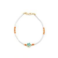 Boncuklu Çiçek  Halhal - Mavi