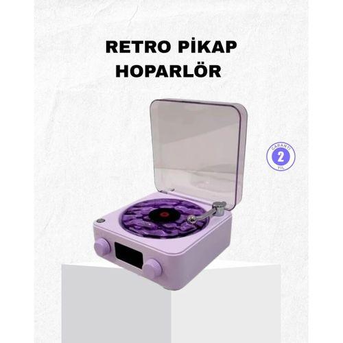 Retro Pikap Hoparlör Bluetooth Aux Usb Type-c Projektörlü 360° Sesli Taşınabilir